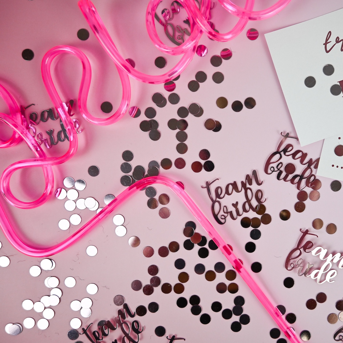 Confetti Rose Pink Team Bride Wicked Partystore 1