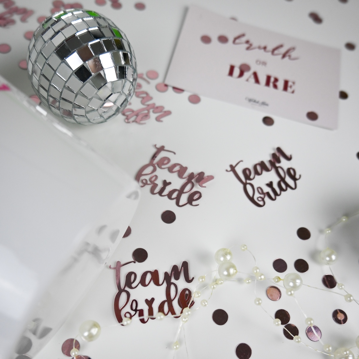 Confetti Rose Pink Team Bride Wicked Partystore 2