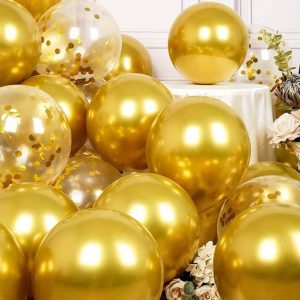 Gold Metallic And Confetti Balloons Wicked Partystore 2