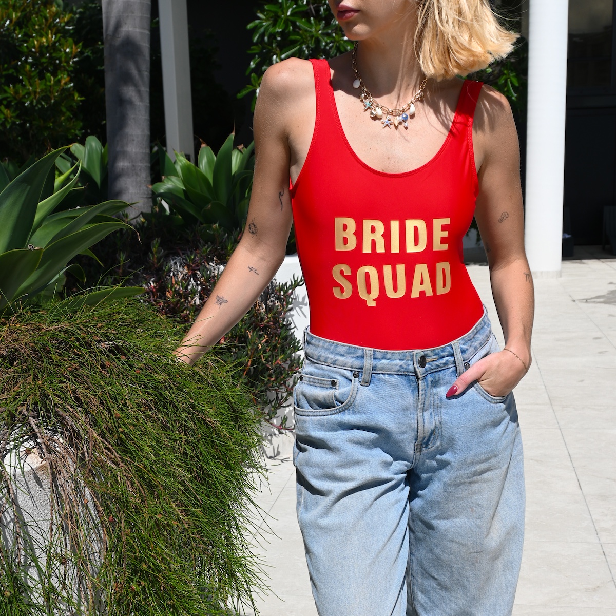 Red Bride Squad Swimsuit Wicked Partystore 5