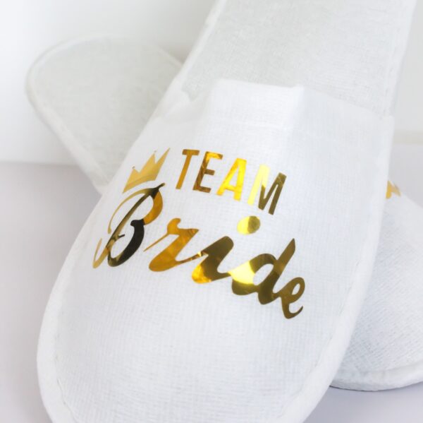 Team Bride Wedding White Slippers Wicked Partystore 3