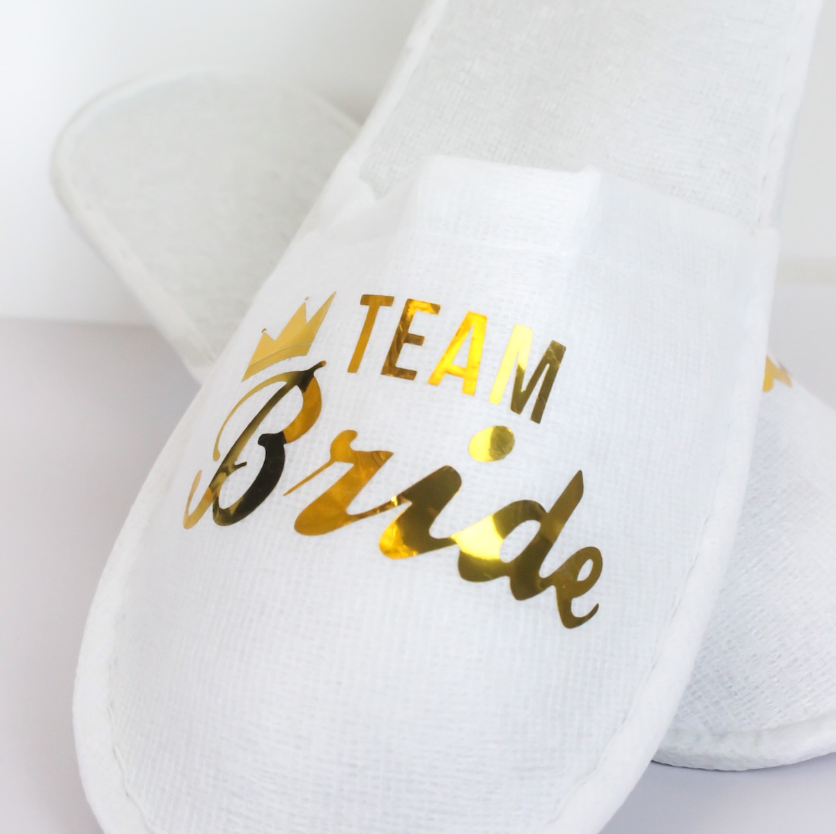 Team Bride Wedding White Slippers Wicked Partystore 3
