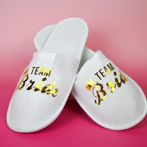 Team Bride Wedding White Slippers Wicked Partystore 5