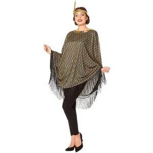 1920s Great Gatsby Poncho Headband Posed Costume Wicked Party Store