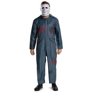 Bloody Michael Myers Inspired Black Boiler Suit Costume Wicked Party Store
