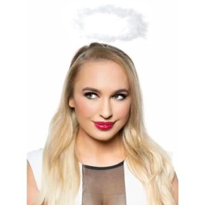 Fluffy White Feather Angel Halo Costume Wicked Party Store