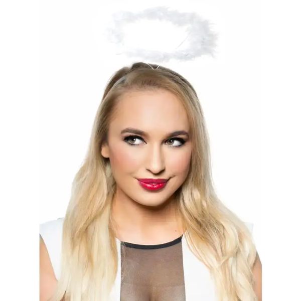 Fluffy White Feather Angel Halo Costume Wicked Party Store