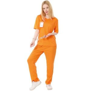 Jailbird Orange Prisoner Costume Wicked Party Store