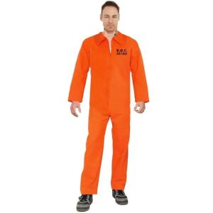 Jailbird Orange Prisoner Costume Wicked Party Store