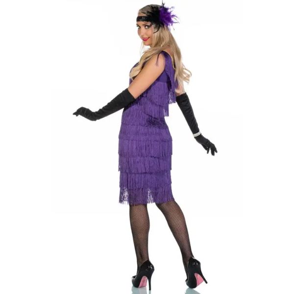 Long Purple 1920s Flapper Dress Back Costume Wicked Party Store