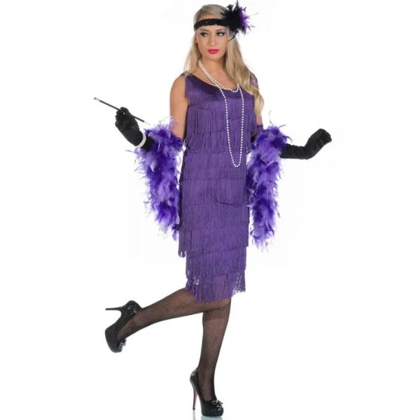 Long Purple 1920s Flapper Dress Costume Wicked Party Store