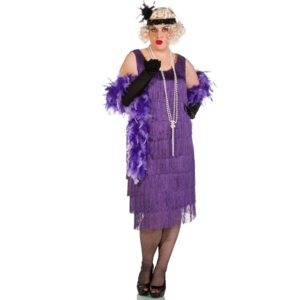 Long Purple 1920s Flapper Dress Plus Costume Wicked Party Store