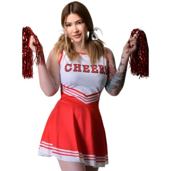 Racy Red Cheerleader Zoomed Costume Wicked Party Store