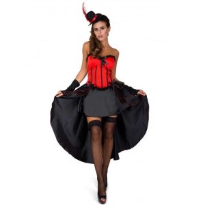 Showgirl Red Black Burlesque Posed Costume Wicked Party Store