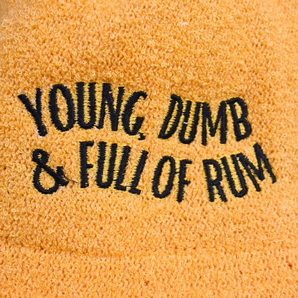 Terry Towel Bucket Hat Yellow Young Dumb And Full Of Rum Wicked Partystore 1