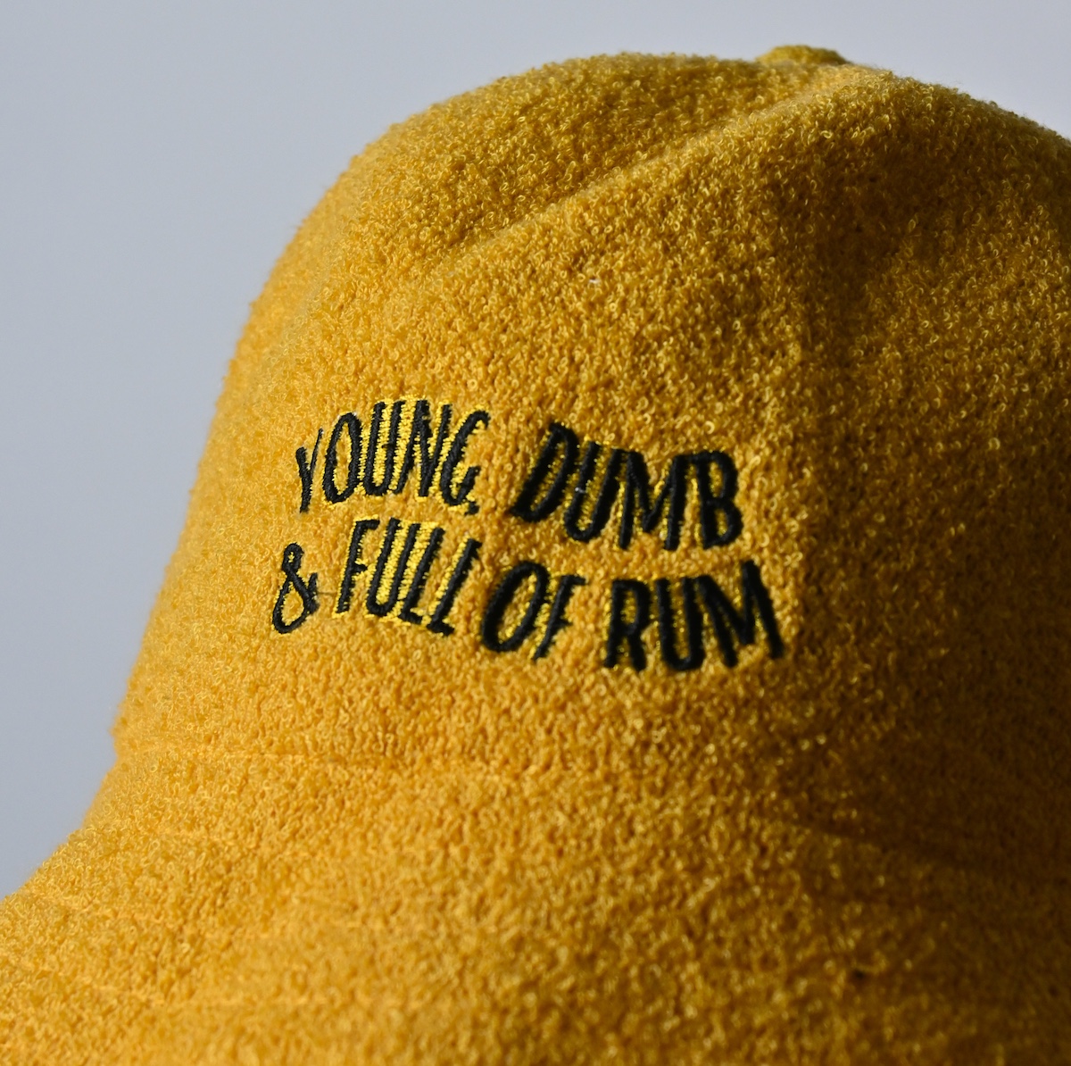 Terry Towel Bucket Hat Yellow Young Dumb And Full Of Rum Wicked Partystore 2