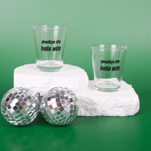 Goodbye Life Hello Wife Shot Glass Wicked Partystore 4