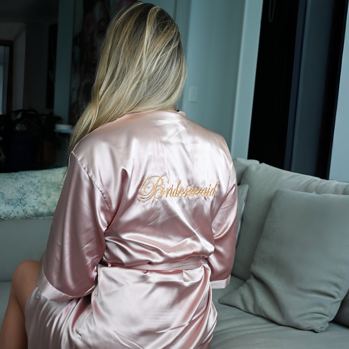 Bridesmaid Dusty Rose Pink Robe Wicked Partystore 4