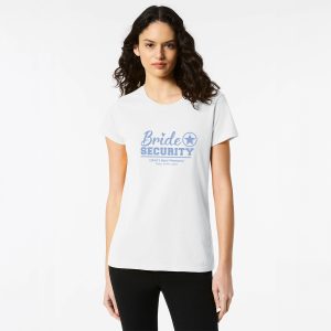 Personalised Hens Bride Security Top Design 6b White Front Blue
