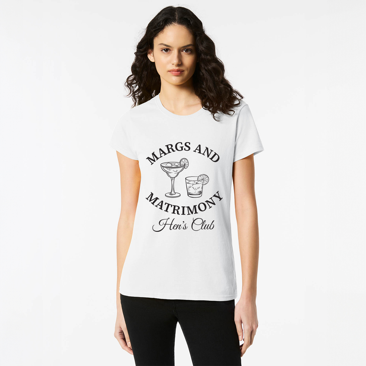Personalised Hens Top Design 10 White Front Black