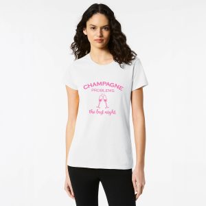 Personalised Hens Top Design 12 White Front Pink