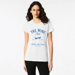 Personalised Hens Top Design 13 White Front Blue