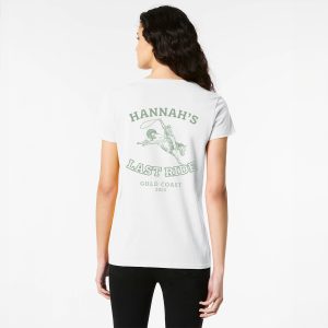 Personalised Hens Top Design 24 White Back Green