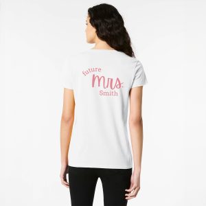 Personalised Hens Top Design 25 White Back Pink