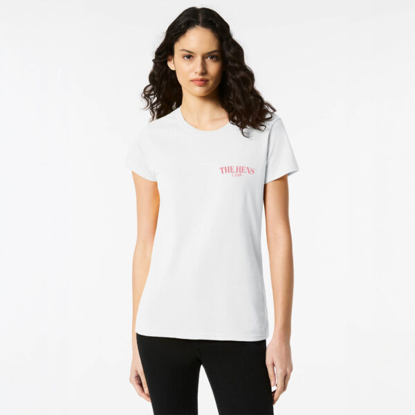 Personalised Hens Top Design 30 White Front Pink