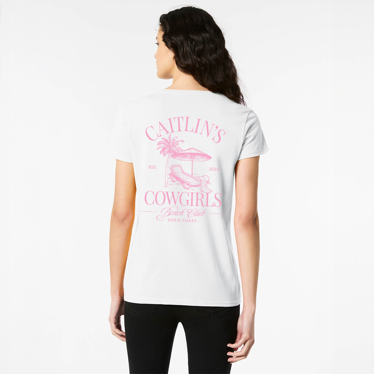 Personalised Hens Top Design 31 White Back Pink