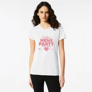 Personalised Hens Top Design 9 White Front Pink