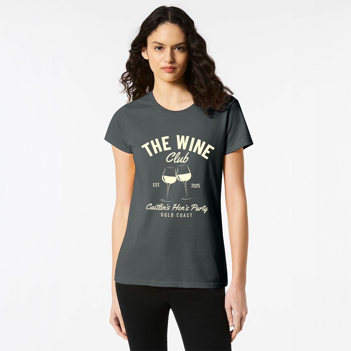 Personalised Hens Top Wicked Partystore Design 13 Black Front Cream