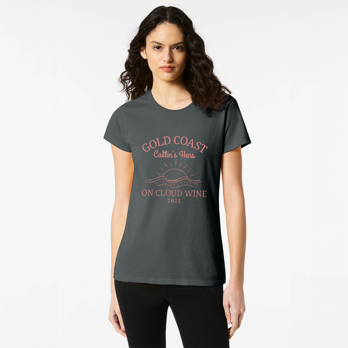 Personalised Hens Top Wicked Partystore Design 21 Black Front Orange
