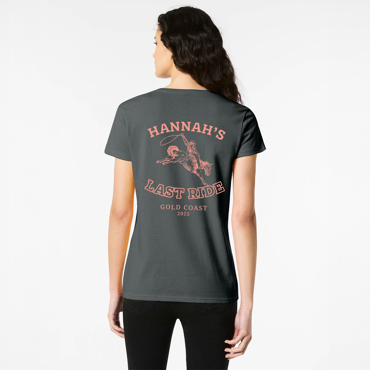 Personalised Hens Top Wicked Partystore Design 24 Black Back Orange