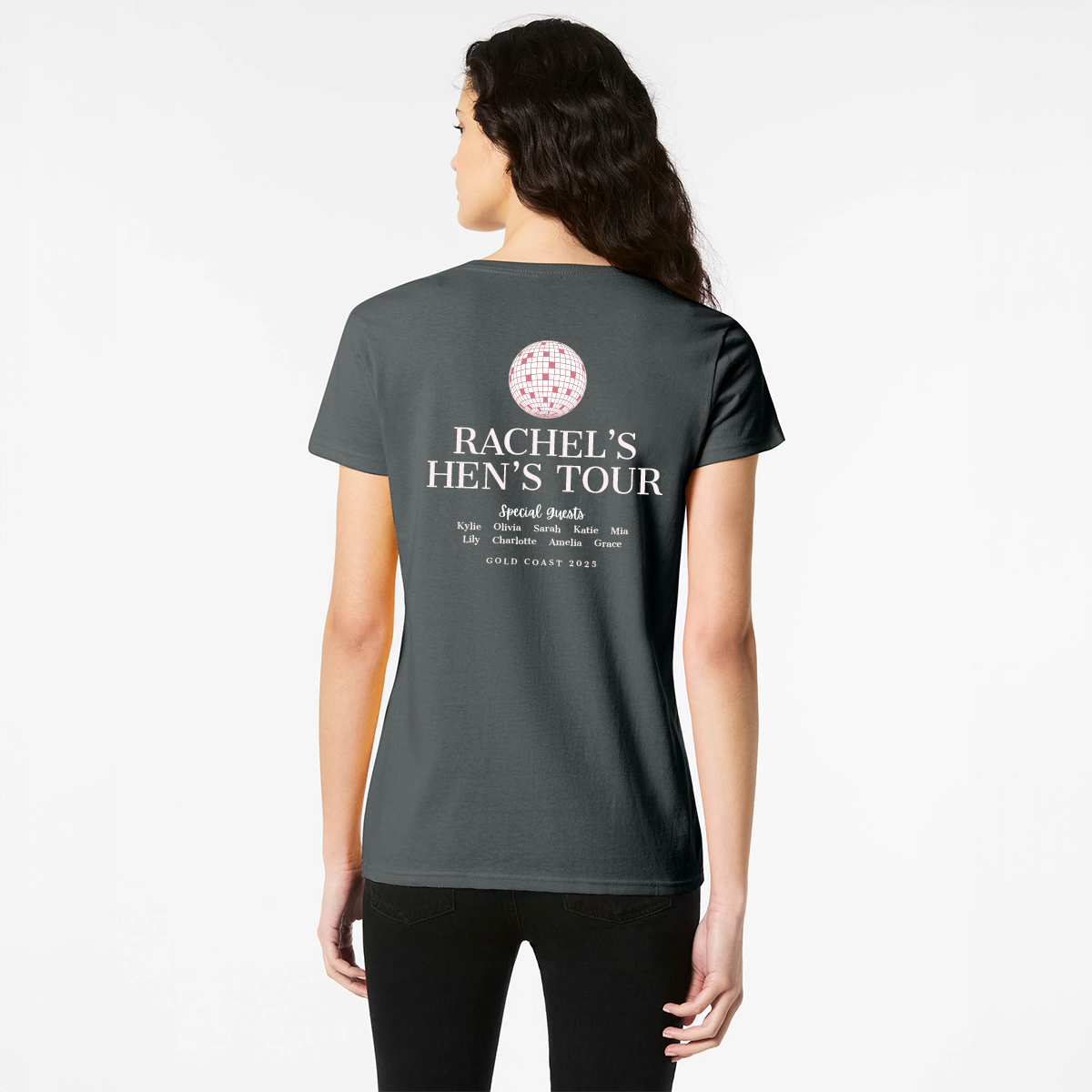Personalised Hens Top Wicked Partystore Design 26 Black Back White