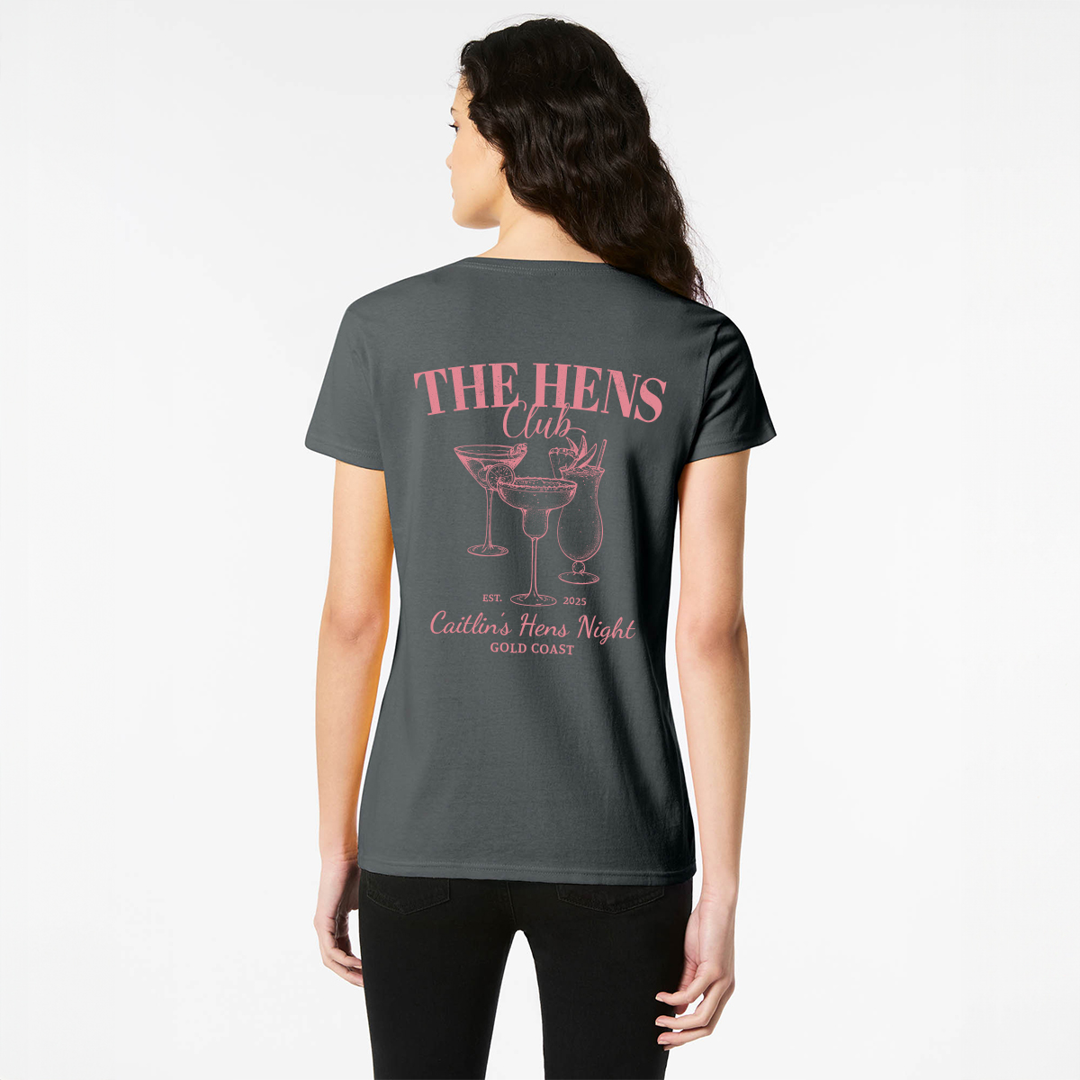 Personalised Hens Top Wicked Partystore Design 30 Black Back Pink