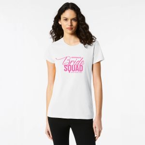 Personalised Bride Squad Top Design 5b White Front Pink