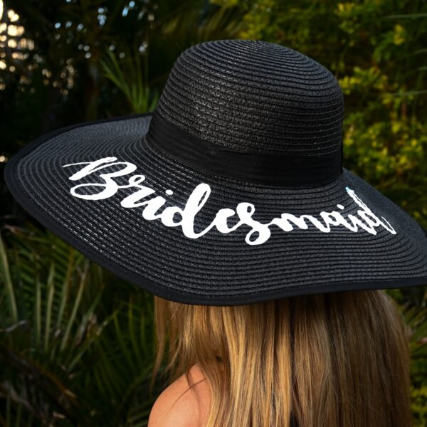 Wicked Party Store Black Bridesmaid Floppy Hat Beach Party Pack