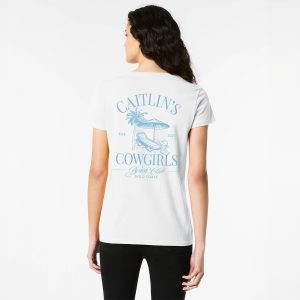 Personalised Hens Cowgirls Top Design 31 White Back Blue