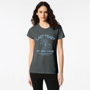 Personalised Hens Last Toast On The Coast Top Wicked Partystore Design 32 Black Front Blue
