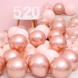 Pink Rose Gold Metallic And Confetti Balloons Wicked Partystore 1