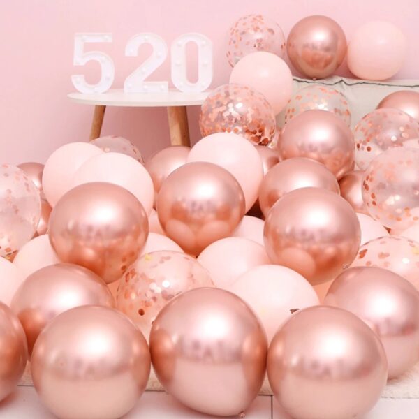 Pink Rose Gold Metallic And Confetti Balloons Wicked Partystore 1