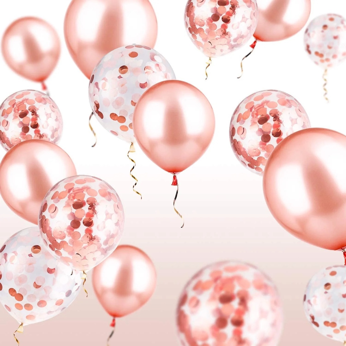 Pink Rose Gold Metallic And Confetti Balloons Wicked Partystore 4
