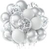 Silver Metallic And Confetti Balloons Wicked Partystore 1