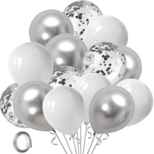 Silver Metallic And Confetti Balloons Wicked Partystore 2