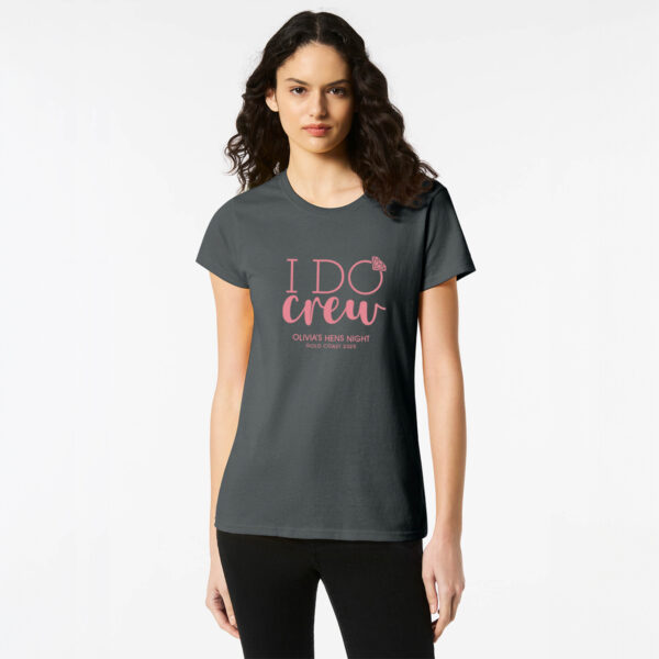 Personalised Hens I Do Crew Top Wicked Partystore Design 7 Black Front Pink