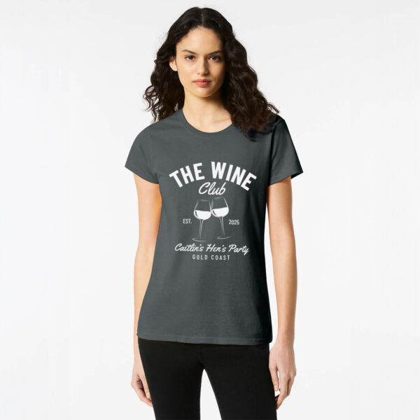 Personalised Hens The Wine Club Top Wicked Partystore Design 13 Black Front White